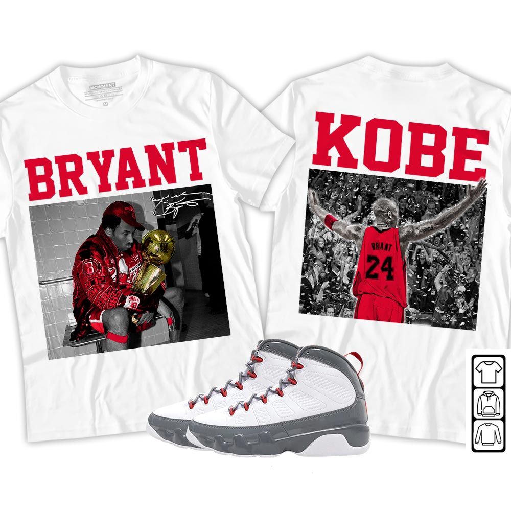 Kobe MVP GOAT Sneaker Shirt Match Grey Fire Red 9s, Jordan 9 Retro Fire Red MKO T-Shirt Kobe MVP GOAT Sneaker Shirt Match Grey Fire Red 9s, Jordan 9 Retro Fire Red MKO T-Shirt