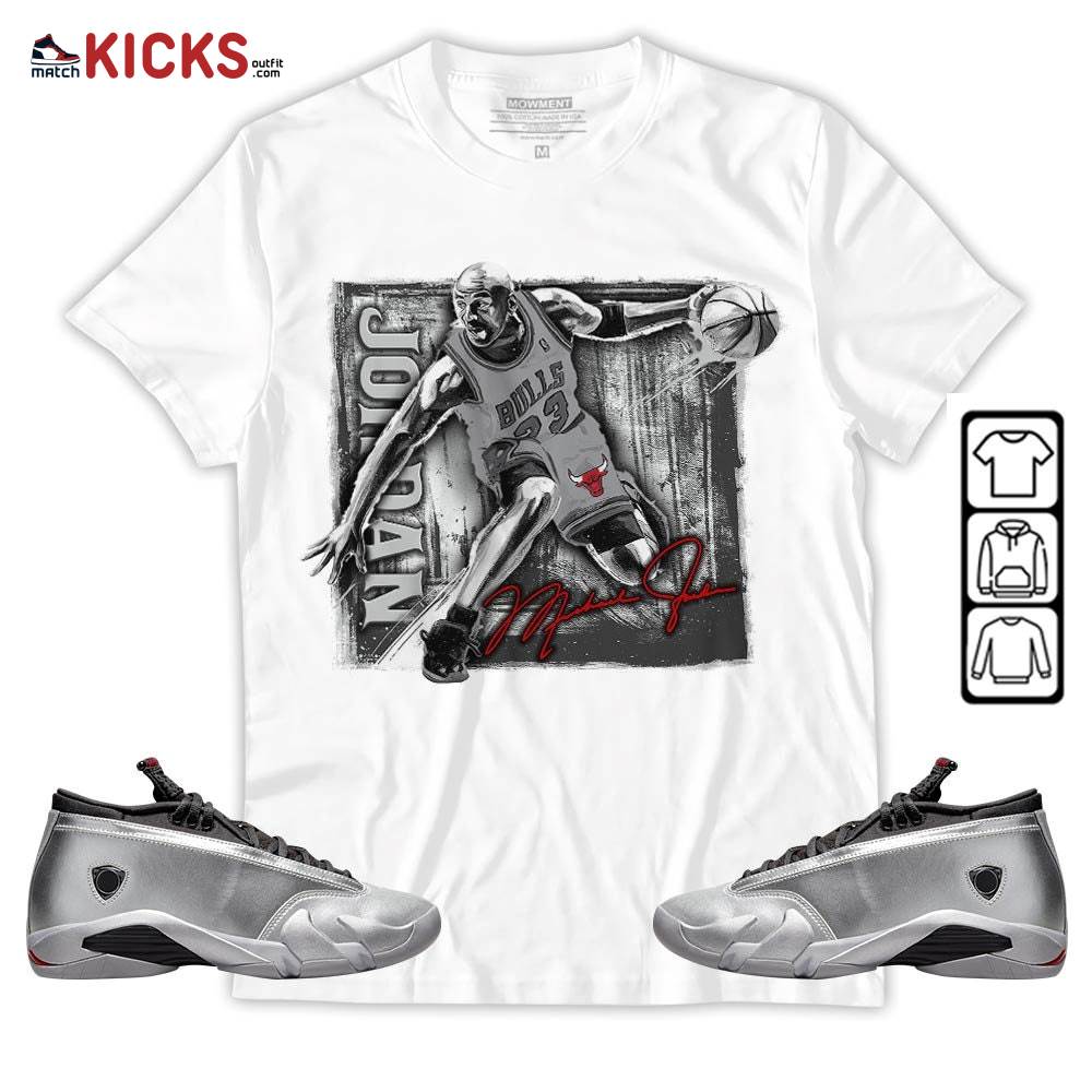 Last Dance Jordan Sneaker Shirt Match 14 Low Metallic Silver, Jordan 14 Metallic Silver MKO Sweatshirt