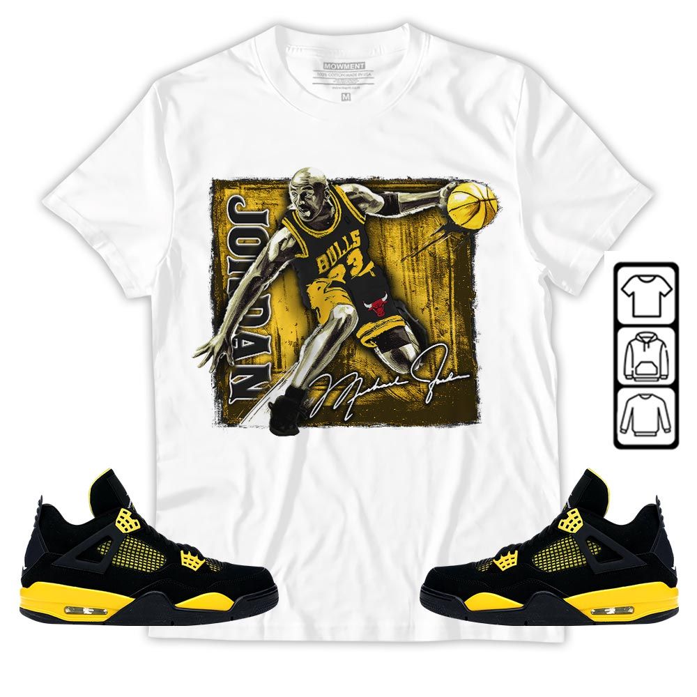 Last Dance Jordan Sneaker Shirt Match 2023 Thunder 4s, Jordan Retro 4 Thunder MKO Sweatshirt