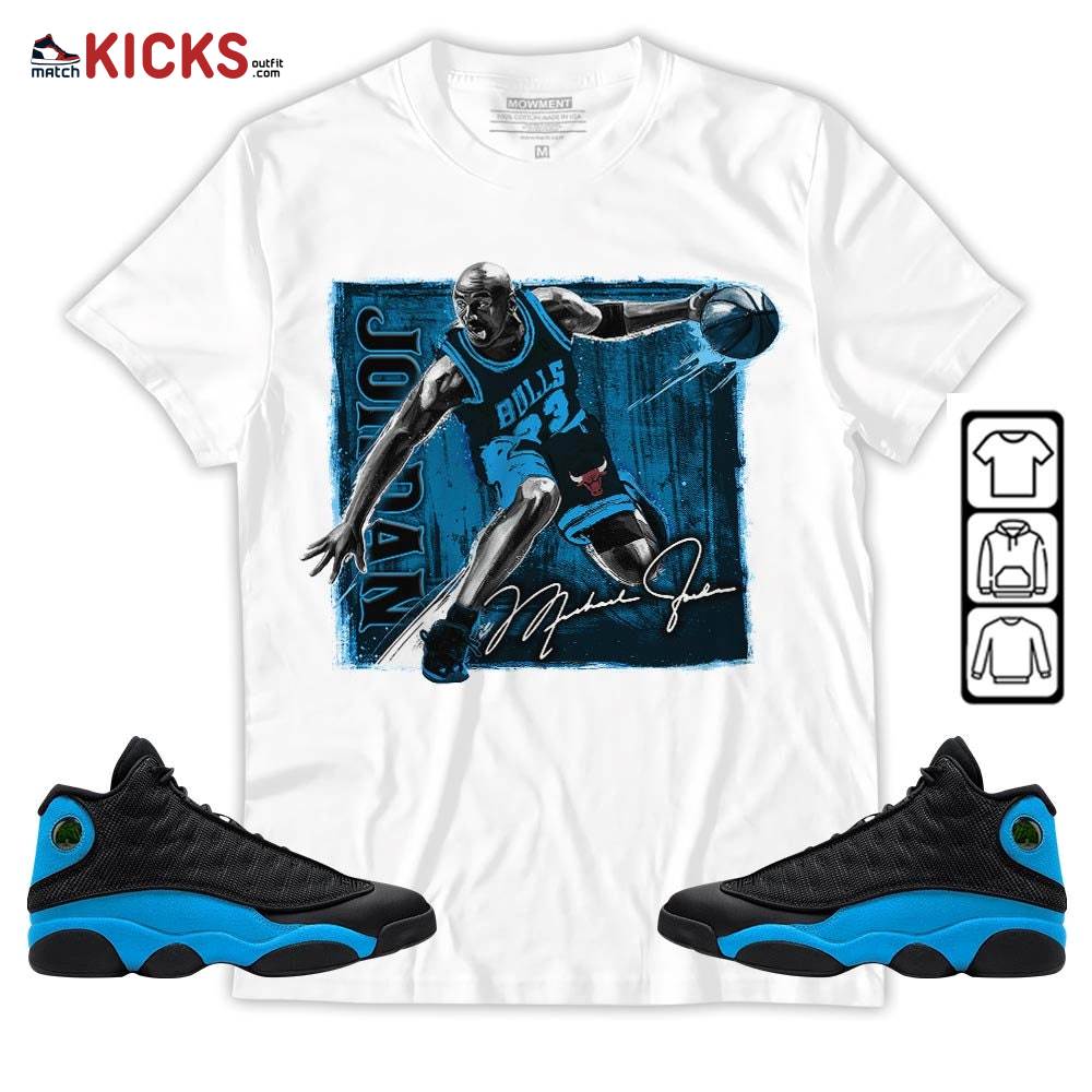 Last Dance Jordan Sneaker Shirt Match Black University Blue 13s, Jordan 13 Black University Blue 2022 MKO T-Shirt