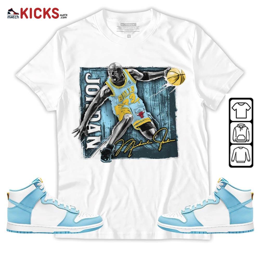 Last Dance Jordan Sneaker Shirt Match Dunk High Blue Chill, Dunk High Homer Simpson MKO Sweatshirt