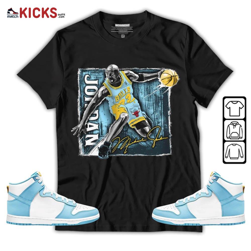 Last Dance Jordan Sneaker Shirt Match Dunk High Blue Chill, Dunk High Homer Simpson MKO T-Shirt