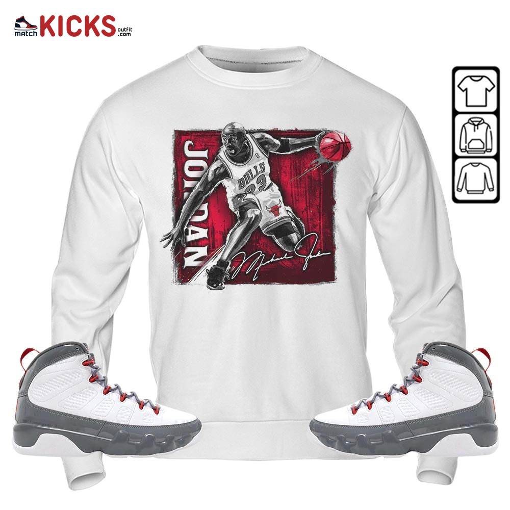 Last Dance Jordan Sneaker Shirt Match Fire Red 9s, Jordan 9 Retro Fire Red MKO Sweatshirt
