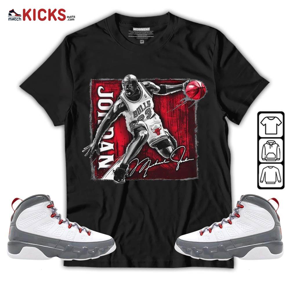 Last Dance Jordan Sneaker Shirt Match Fire Red 9s, Jordan 9 Retro Fire Red MKO T-Shirt