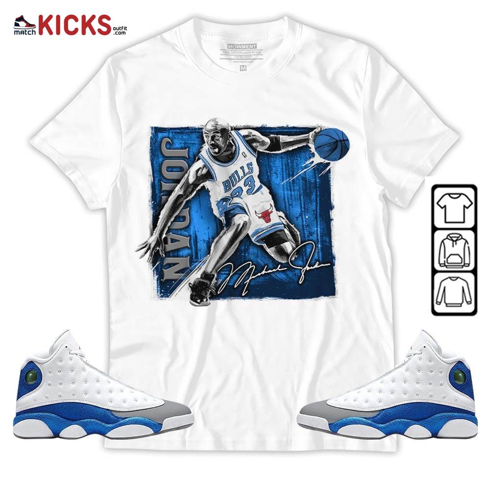 Last Dance Jordan Sneaker Shirt Match French Blue 13s, Jordan 13 French Blue MKO Sweatshirt