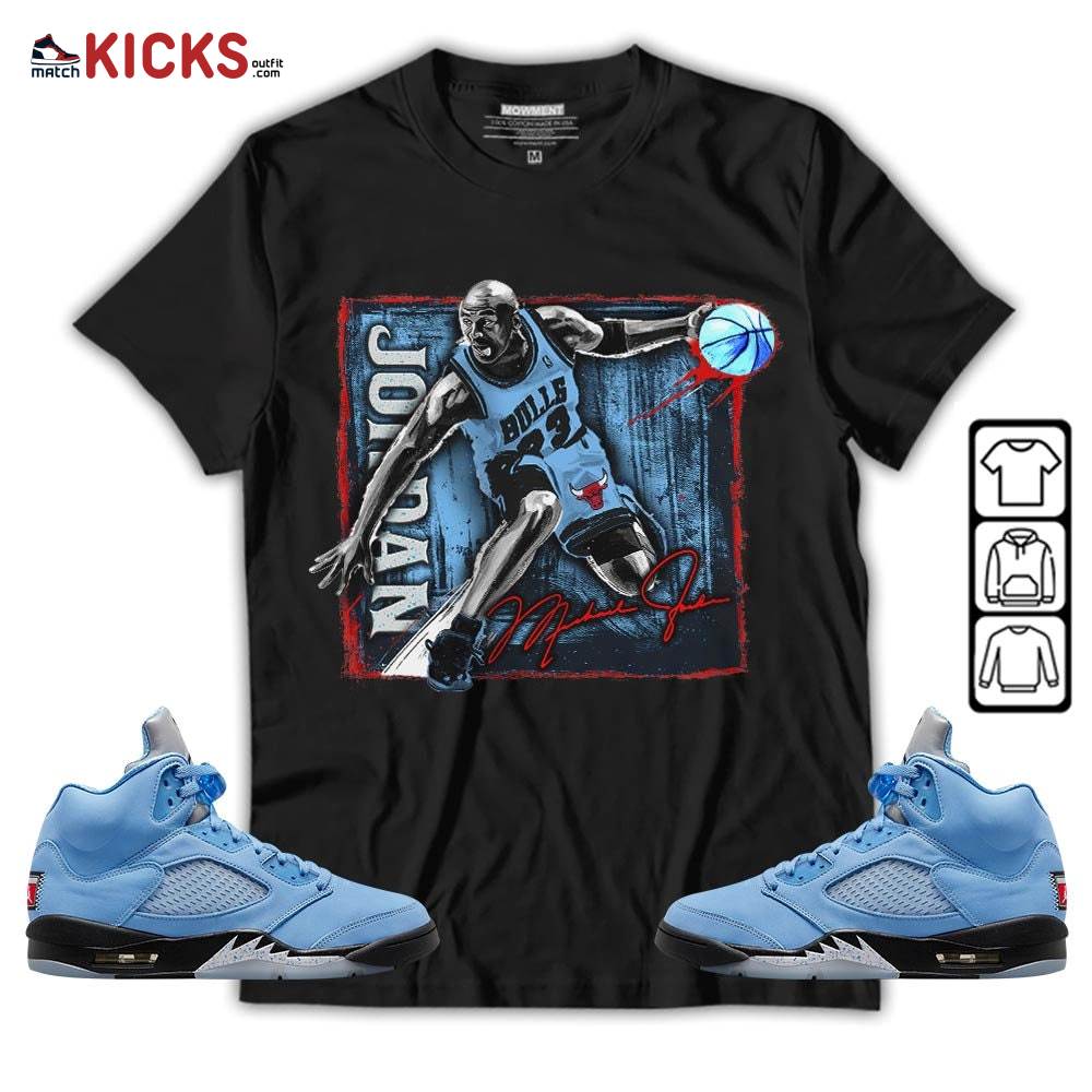 Last Dance Jordan Sneaker Shirt Match Retro University Blue 5s, Jordan 5 University Blue MKO T-Shirt