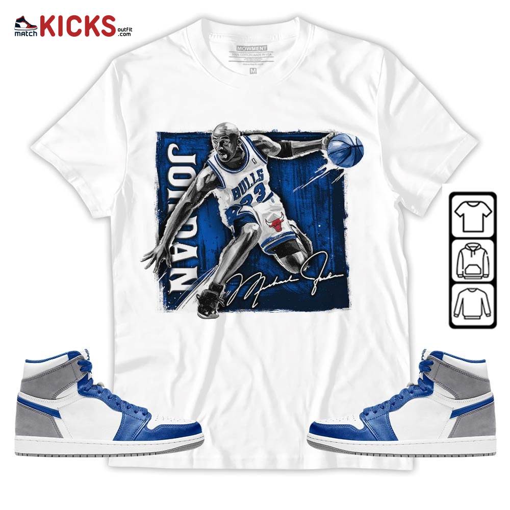 Last Dance Jordan Sneaker Shirt Match True Blue 1s, Jordan 1 High OG True Blue MKO Hoodie