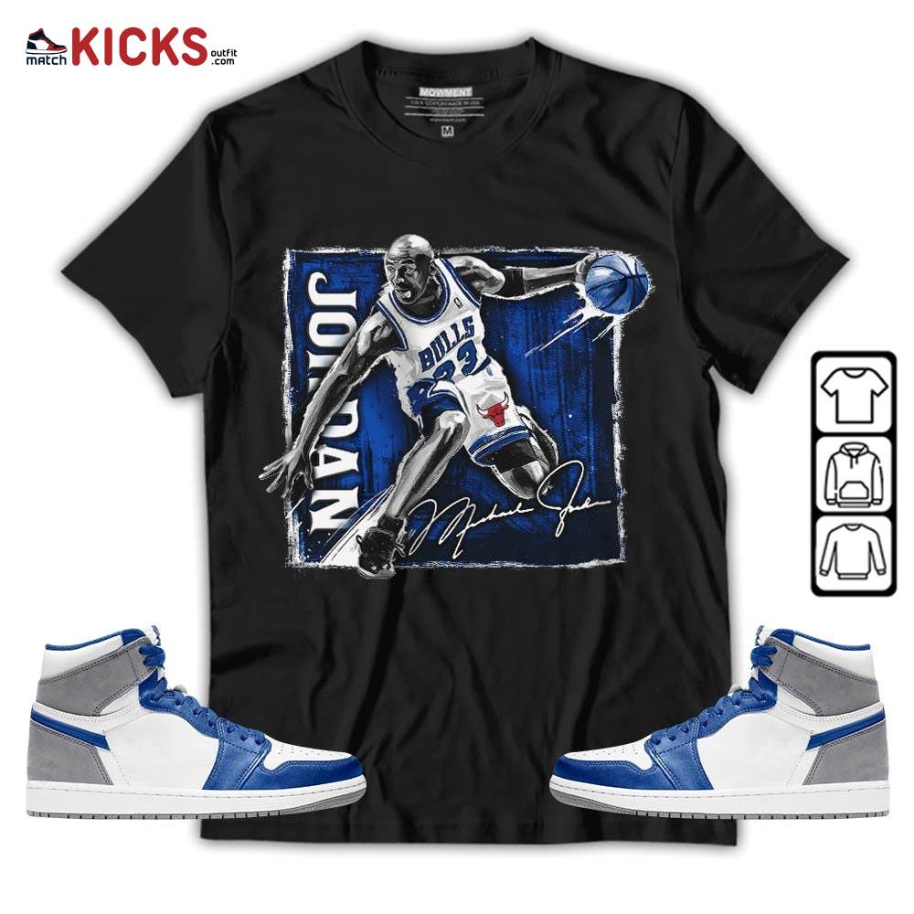 Last Dance Jordan Sneaker Shirt Match True Blue 1s, Jordan 1 High OG True Blue MKO T-Shirt