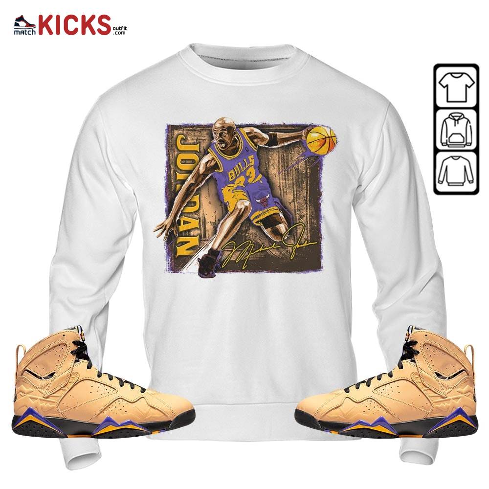 Last Dance Jordan Sneaker Shirt Match Vachetta Tan 7s, Jordan 7 SE Afrobeats MKO Sweatshirt