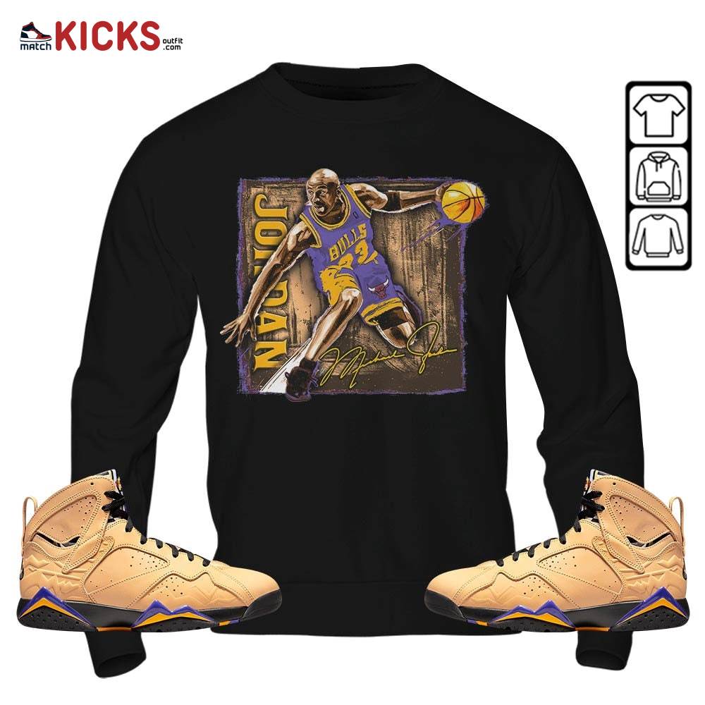 Last Dance Jordan Sneaker Shirt Match Vachetta Tan 7s, Jordan 7 SE Afrobeats MKO Sweatshirt
