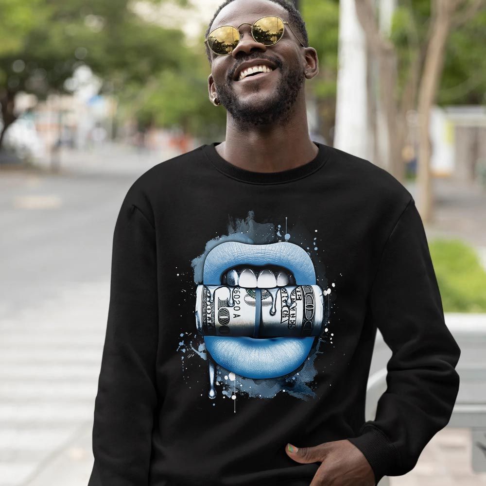 Lips with Money Sneaker Shirt Match 1 Low Gets Icy, Jordan 1 Low Ice Blue MKO T-Shirt Lips with Money Sneaker Shirt Match 1 Low Gets Icy, Jordan 1 Low Ice Blue MKO T-Shirt