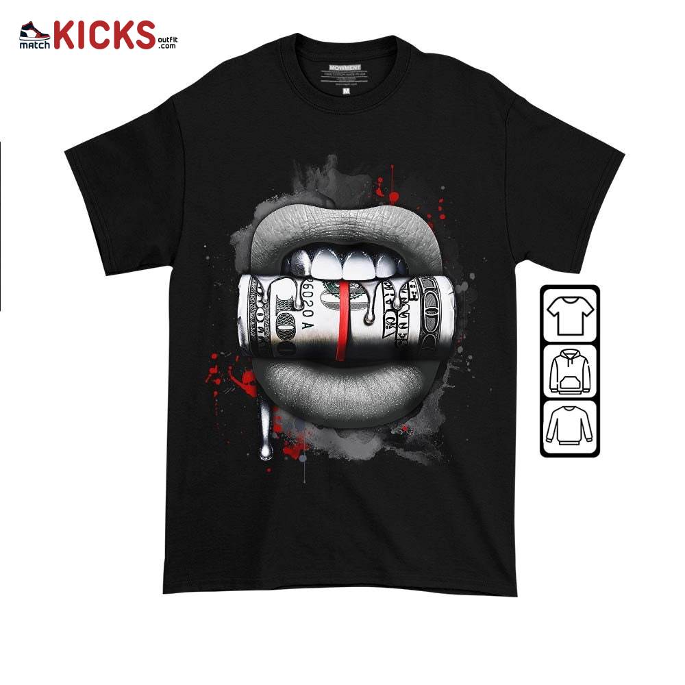 Lips with Money Sneaker Shirt Match 14 Low Metallic Silver, Jordan 14 Metallic Silver MKO T-Shirt Lips with Money Sneaker Shirt Match 14 Low Metallic Silver, Jordan 14 Metallic Silver MKO T-Shirt