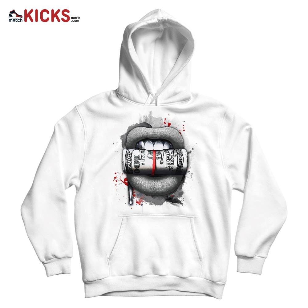 Lips with Money Sneaker Shirt Match 14 Low Metallic Silver, Jordan 14 Metallic Silver MKO T-Shirt Lips with Money Sneaker Shirt Match 14 Low Metallic Silver, Jordan 14 Metallic Silver MKO T-Shirt