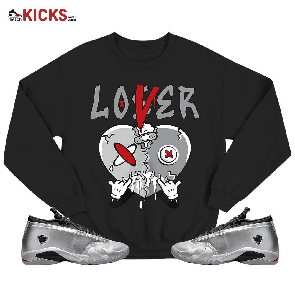 Loser Lover Drip Heart Sneaker Shirt Match 14 Low Metallic Silver, Jordan 14 Metallic Silver MKO T-Shirt Loser Lover Drip Heart Sneaker Shirt Match 14 Low Metallic Silver, Jordan 14 Metallic Silver MKO T-Shirt