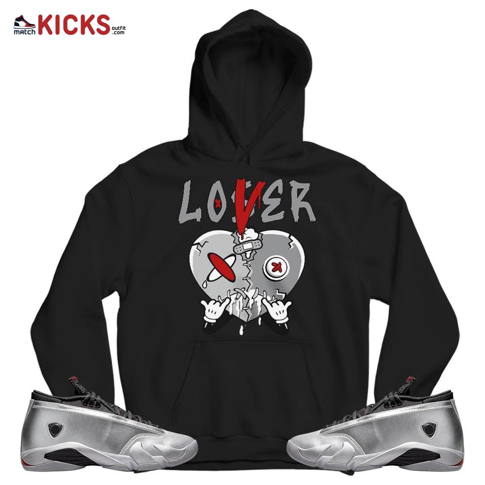 Loser Lover Drip Heart Sneaker Shirt Match 14 Low Metallic Silver, Jordan 14 Metallic Silver MKO T-Shirt Loser Lover Drip Heart Sneaker Shirt Match 14 Low Metallic Silver, Jordan 14 Metallic Silver MKO T-Shirt