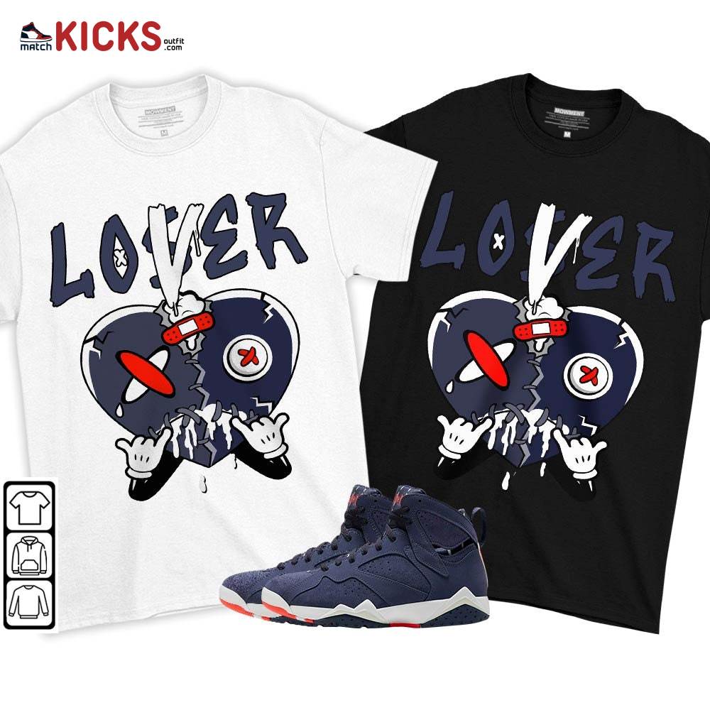 Loser Lover Drip Heart Sneaker Shirt Match 7 Neutral Indigo, Jordan 7 Quai 54 MKO T-Shirt