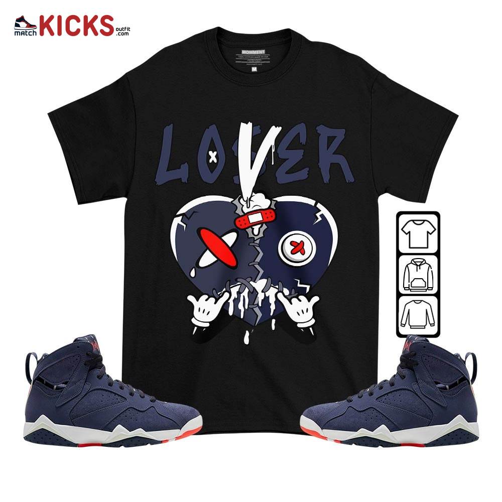 Loser Lover Drip Heart Sneaker Shirt Match 7 Neutral Indigo, Jordan 7 Quai 54 MKO T-Shirt