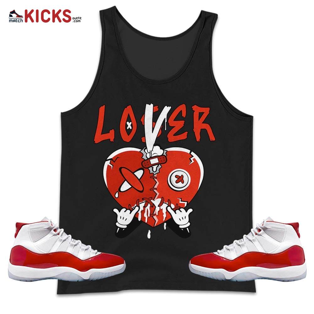 Loser Lover Drip Heart Sneaker Shirt Match Cherry 11s, Jordan 11 Retro Cherry MKO Tank Top