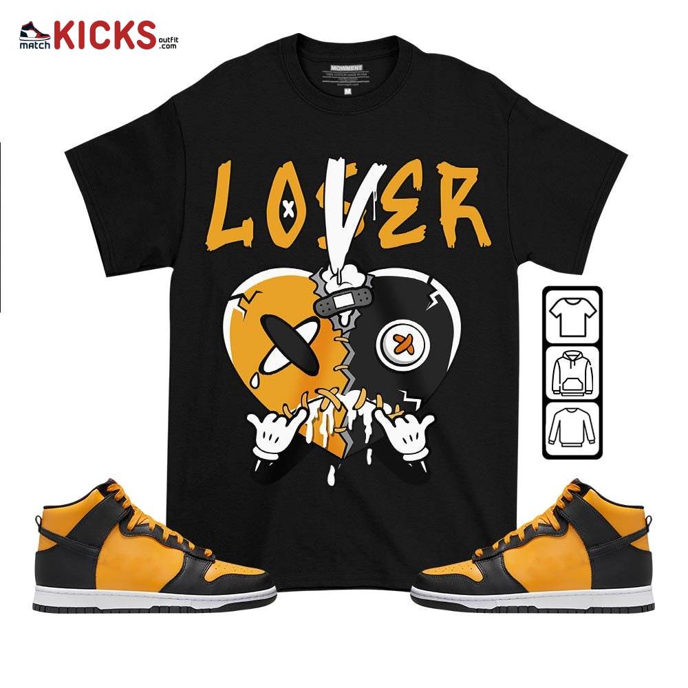 Loser Lover Drip Heart Sneaker Shirt Match Dunk Reverse Goldenrod, Dunk High Bruce Lee MKO T-Shirt