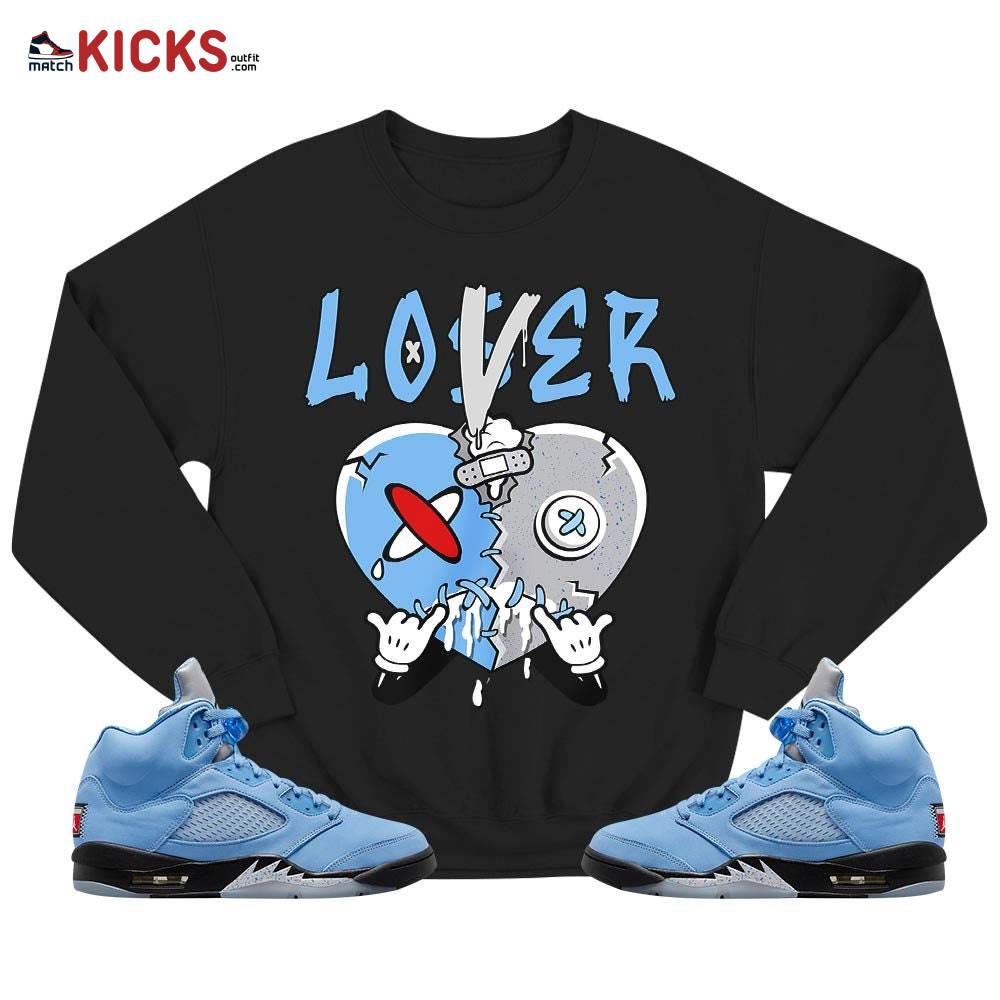 Loser Lover Drip Heart Sneaker Shirt Match Retro University Blue 5s, Jordan 5 University Blue MKO T-Shirt Loser Lover Drip Heart Sneaker Shirt Match Retro University Blue 5s, Jordan 5 University Blue MKO T-Shirt