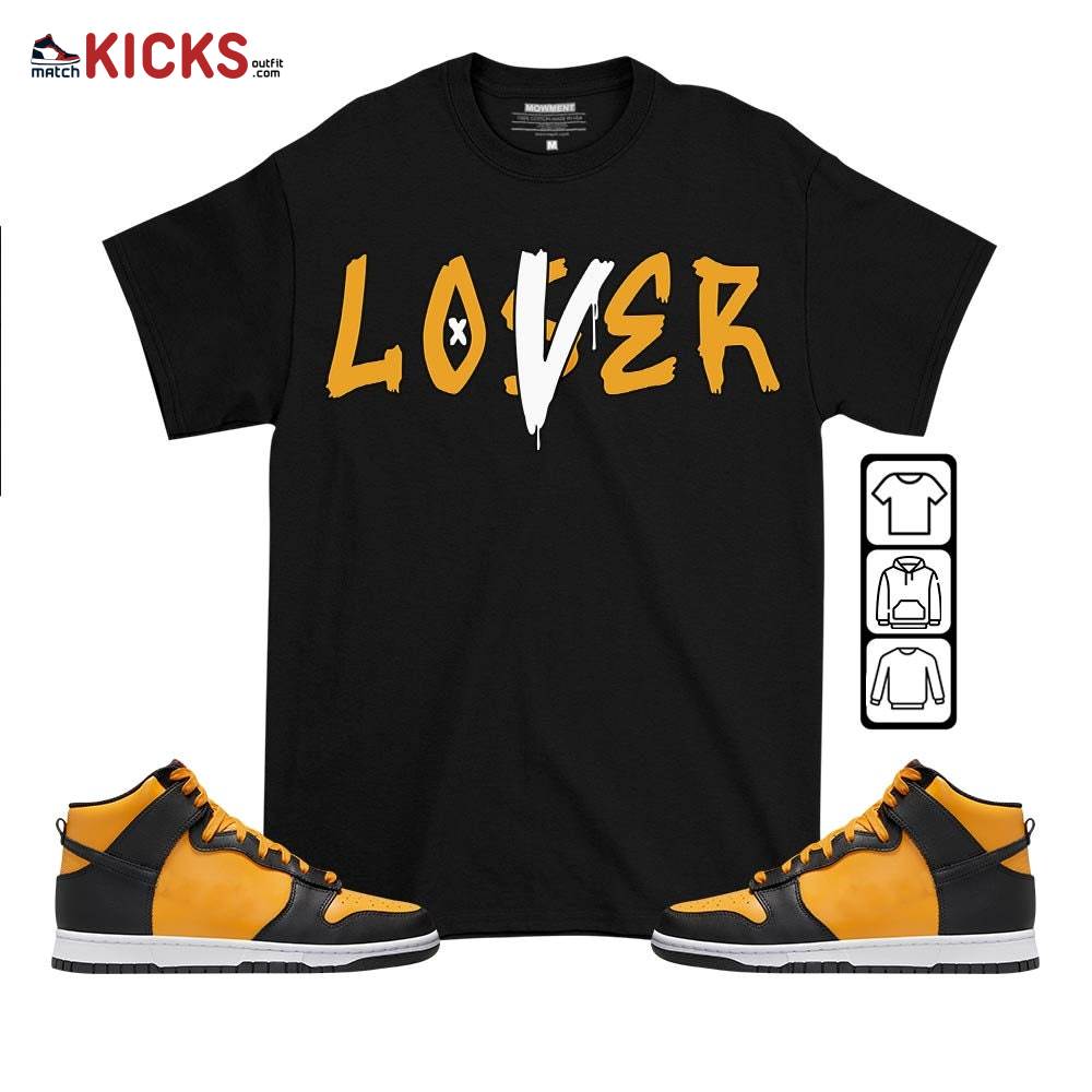 Loser Lover Drip Sneaker Shirt Match Dunk Reverse Goldenrod, Dunk High Bruce Lee MKO T-Shirt