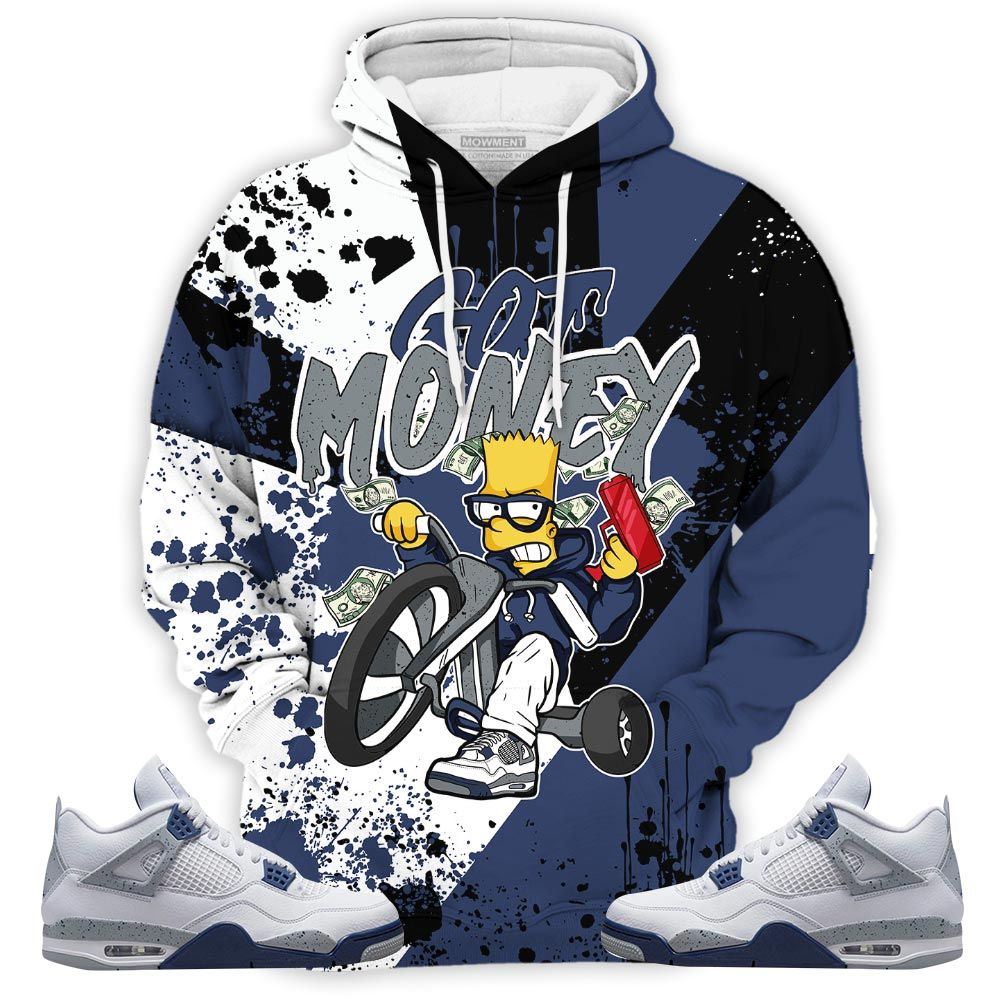 Lover Bart Got Money Sneaker Shirt Match Midnight Navy 4S, Jordan 4 Retro Midnight Navy Hoodie Sweatshirt Tee All Over Print MKO Shirt