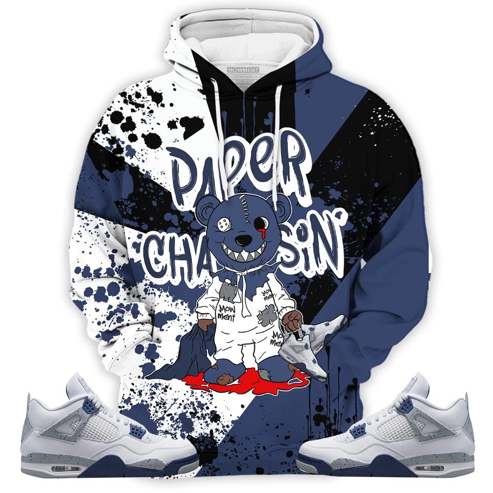 Lover Bear Paper Chasin Sneaker Shirt Match Midnight Navy 4S, Jordan 4 Retro Midnight Navy Hoodie Sweatshirt Tee All Over Print MKO Shirt