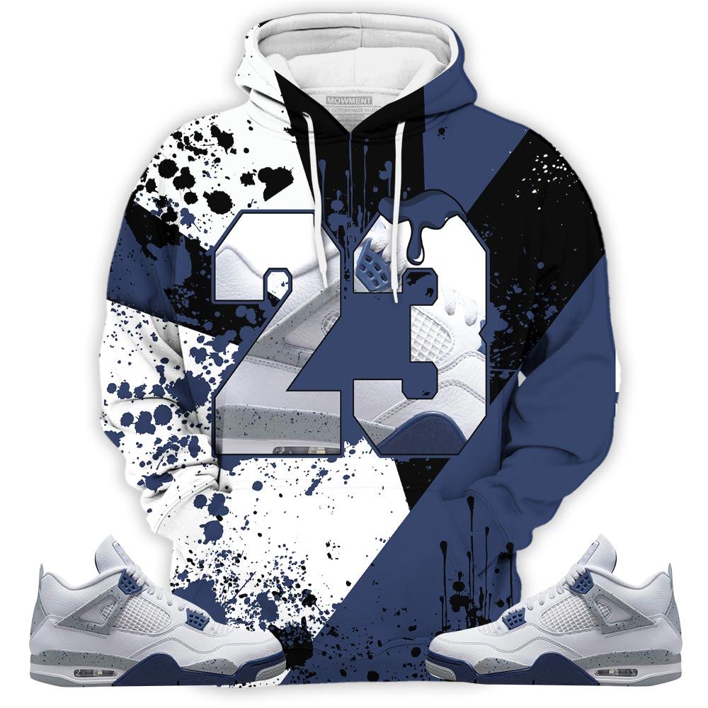 Lover Design Number 23 Drip Shoes Sneaker Shirt Match Midnight Navy 4S, Jordan 4 Retro Midnight Navy Hoodie Sweatshirt Tee All Over Print MKO Shirt