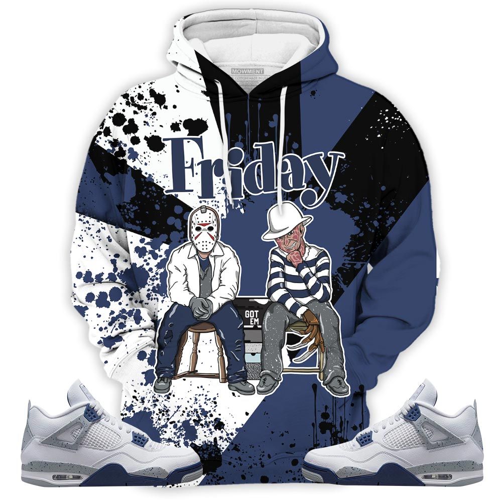 Lover Friday Horror Sneaker Shirt Match Midnight Navy 4S, Jordan 4 Retro Midnight Navy Hoodie Sweatshirt Tee All Over Print MKO Shirt
