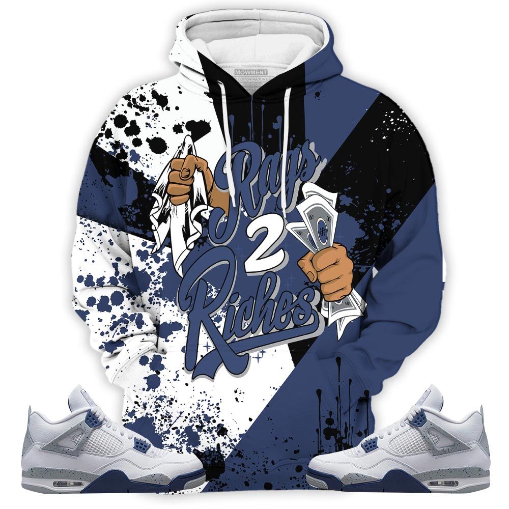 Lover Rag 2 Riches Sneaker Shirt Match Midnight Navy 4S, Jordan 4 Retro Midnight Navy Hoodie Sweatshirt Tee All Over Print MKO Shirt