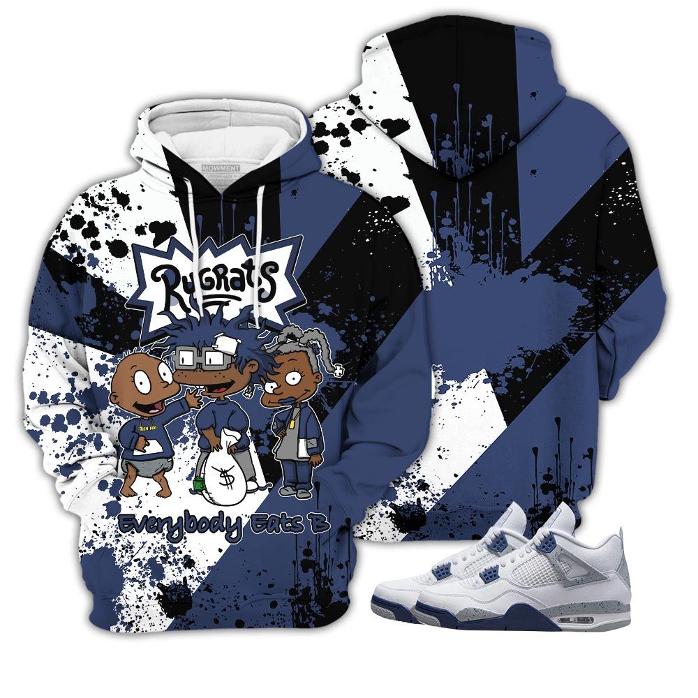 Lover Rugrats Everybody Eats B Sneaker Shirt Match White Midnight Navy 4S, Jordan 4 Retro Midnight Navy Hoodie Sweatshirt Tee All Over Print MKO Shirt