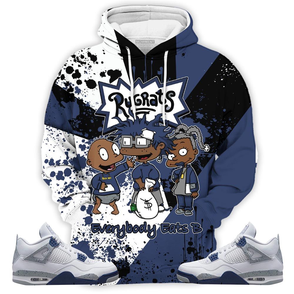 Lover Rugrats Everybody Eats B Sneaker Shirt Match White Midnight Navy 4S, Jordan 4 Retro Midnight Navy Hoodie Sweatshirt Tee All Over Print MKO Shirt