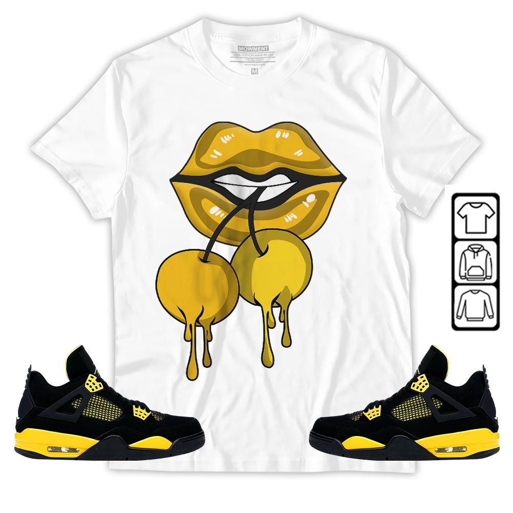 Luscious Lips Dripping Sneaker Shirt Match 2023 Thunder 4s, Jordan Retro 4 Thunder MKO T-Shirt