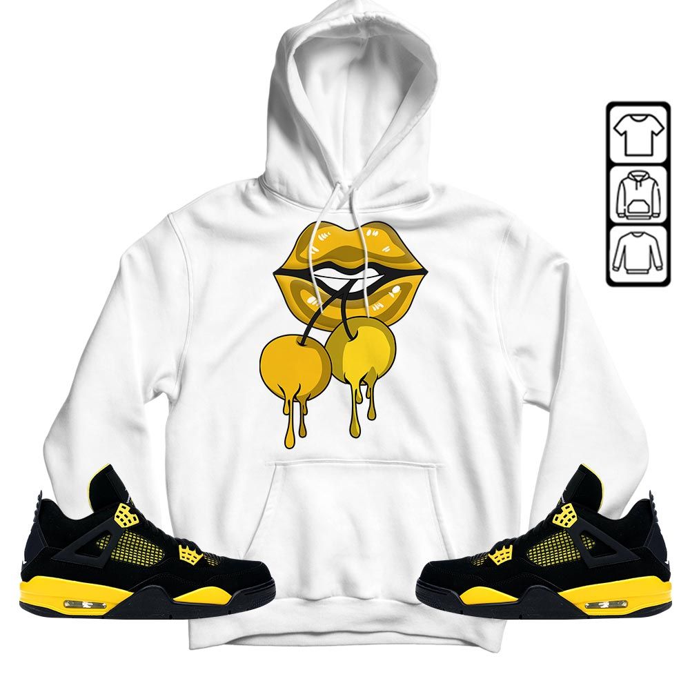 Luscious Lips Dripping Sneaker Shirt Match 2023 Thunder 4s, Jordan Retro 4 Thunder MKO T-Shirt
