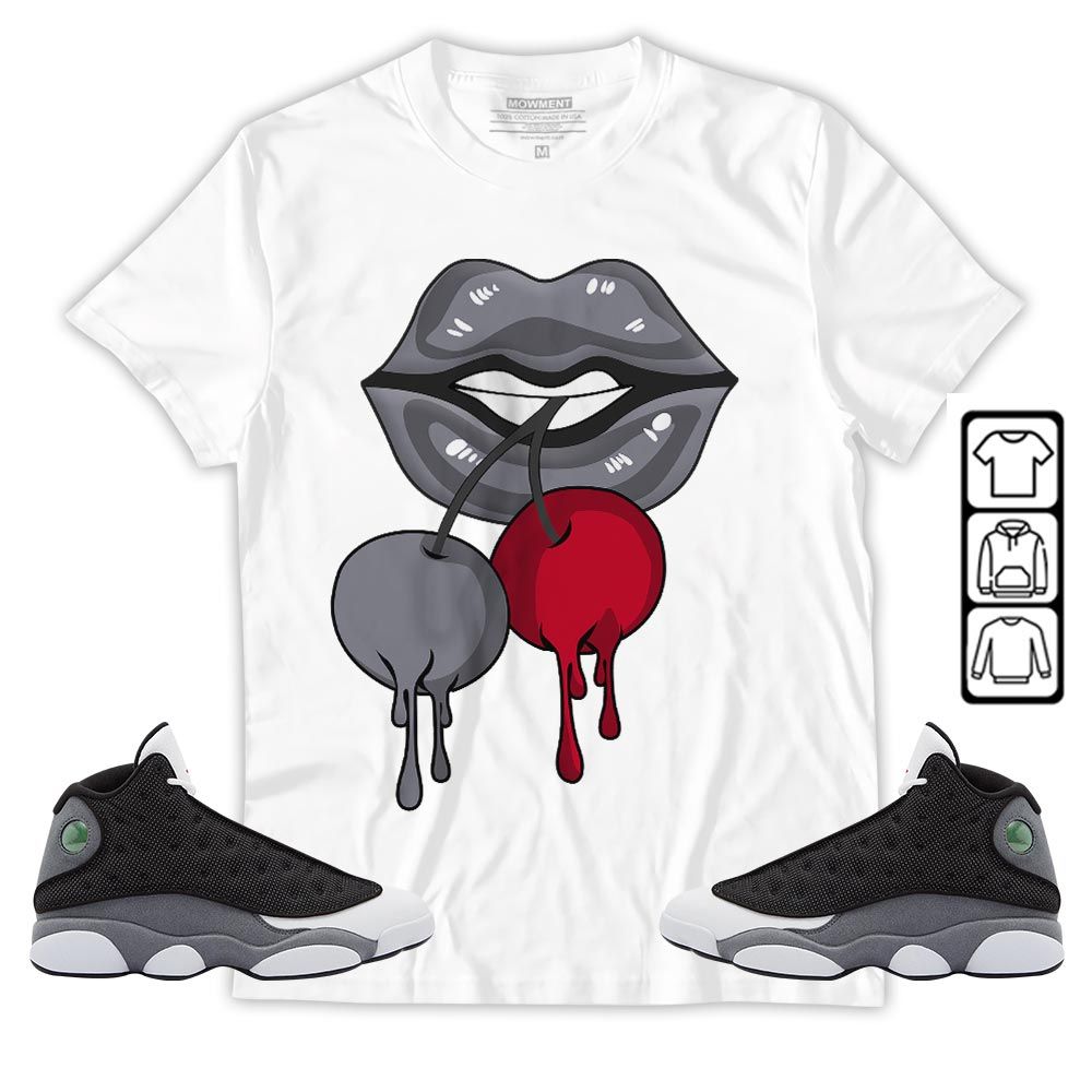 Luscious Lips Dripping Sneaker Shirt Match Black Flint 13s, Jordan Retro 13 Black Flint MKO Sweatshirt