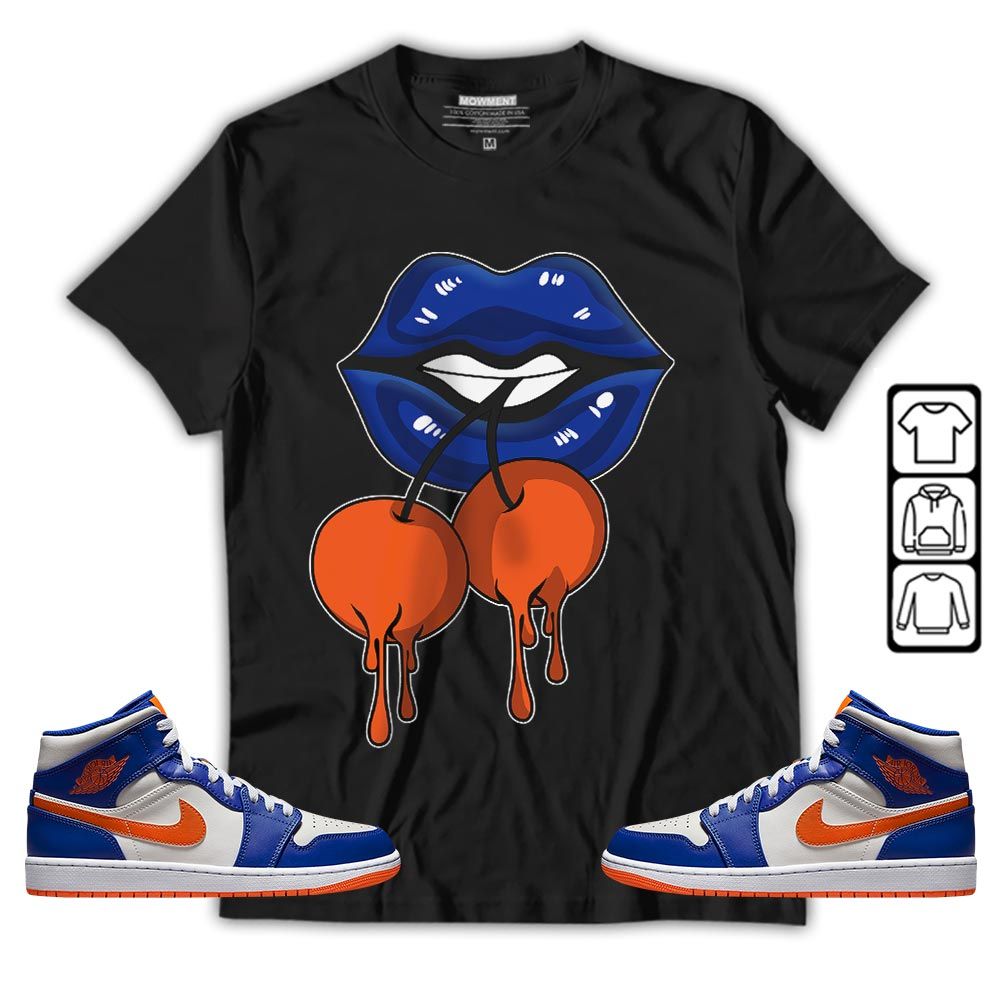 Luscious Lips Dripping Sneaker Shirt Match Mid Knicks 1s, Jordan 1 Mid Knicks MKO T-Shirt Luscious Lips Dripping Sneaker Shirt Match Mid Knicks 1s, Jordan 1 Mid Knicks MKO T-Shirt
