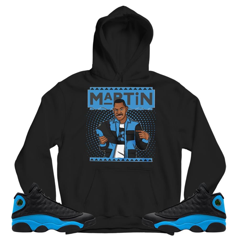 Marin Sneaker Shirt Match Black University Blue 13s, Jordan 13 Black University Blue 2022 MKO T-Shirt