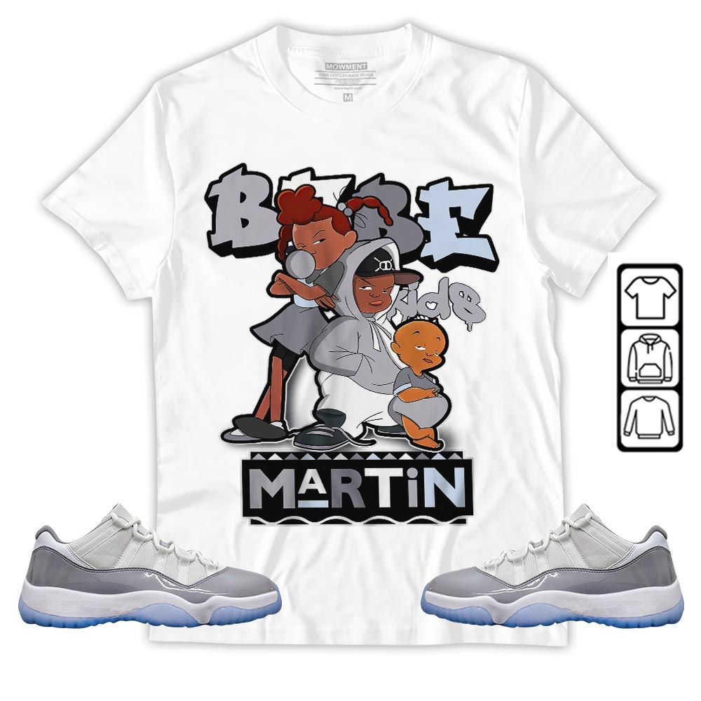 Martin Babes Kids 90s Melanin Sneaker Shirt Match Cement Grey 11s, Jordan 11 Low Cement Grey MKO T-Shirt