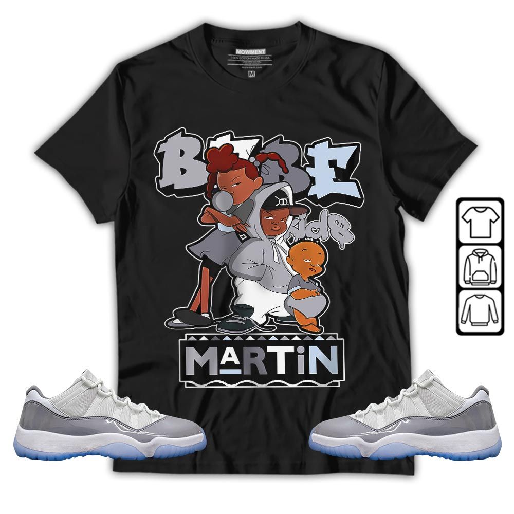 Martin Babes Kids 90s Melanin Sneaker Shirt Match Cement Grey 11s, Jordan 11 Low Cement Grey MKO T-Shirt