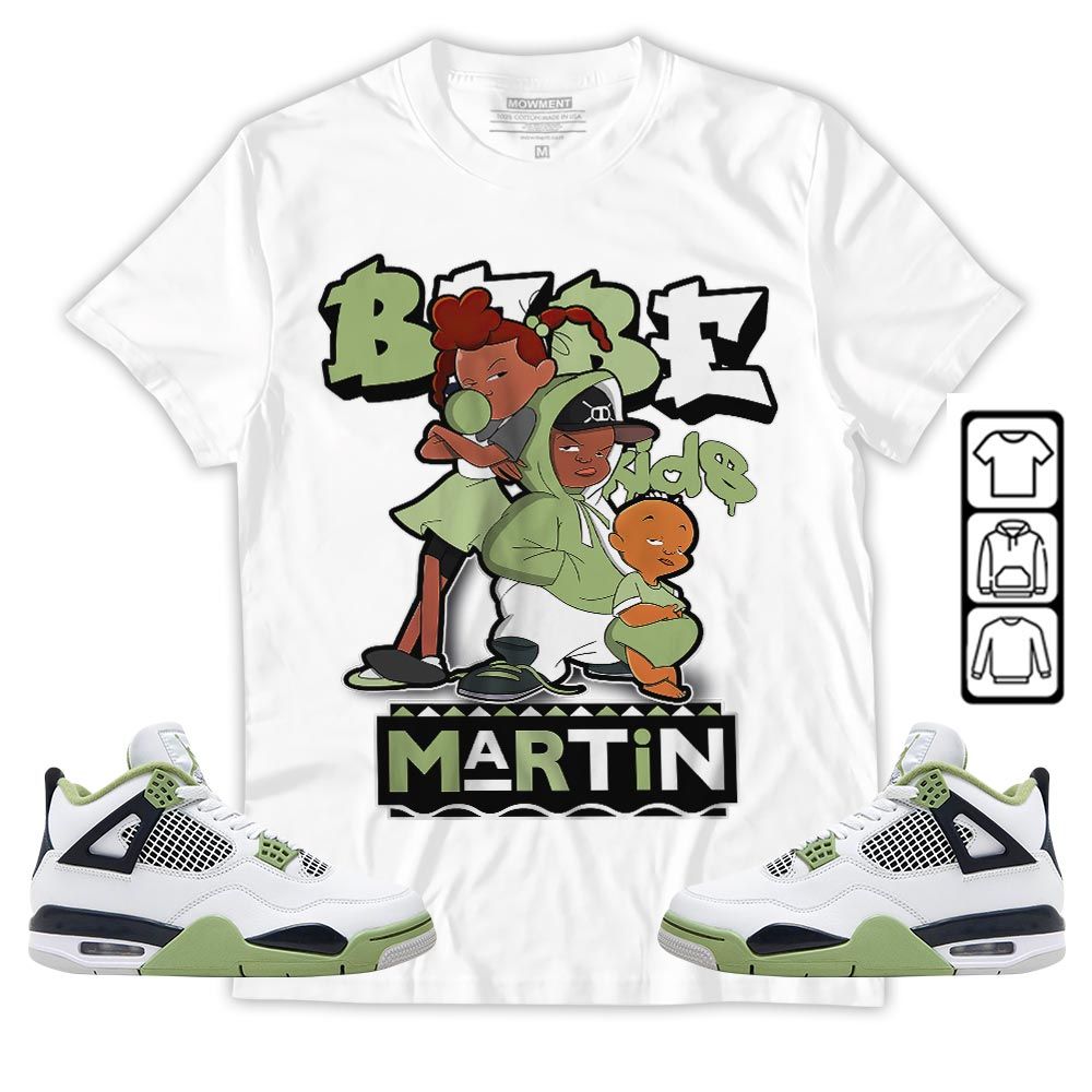 Martin Babes Kids 90s Melanin Sneaker Shirt Match Retro Oil Green 4s, Jordan 4 Oil Green MKO T-Shirt