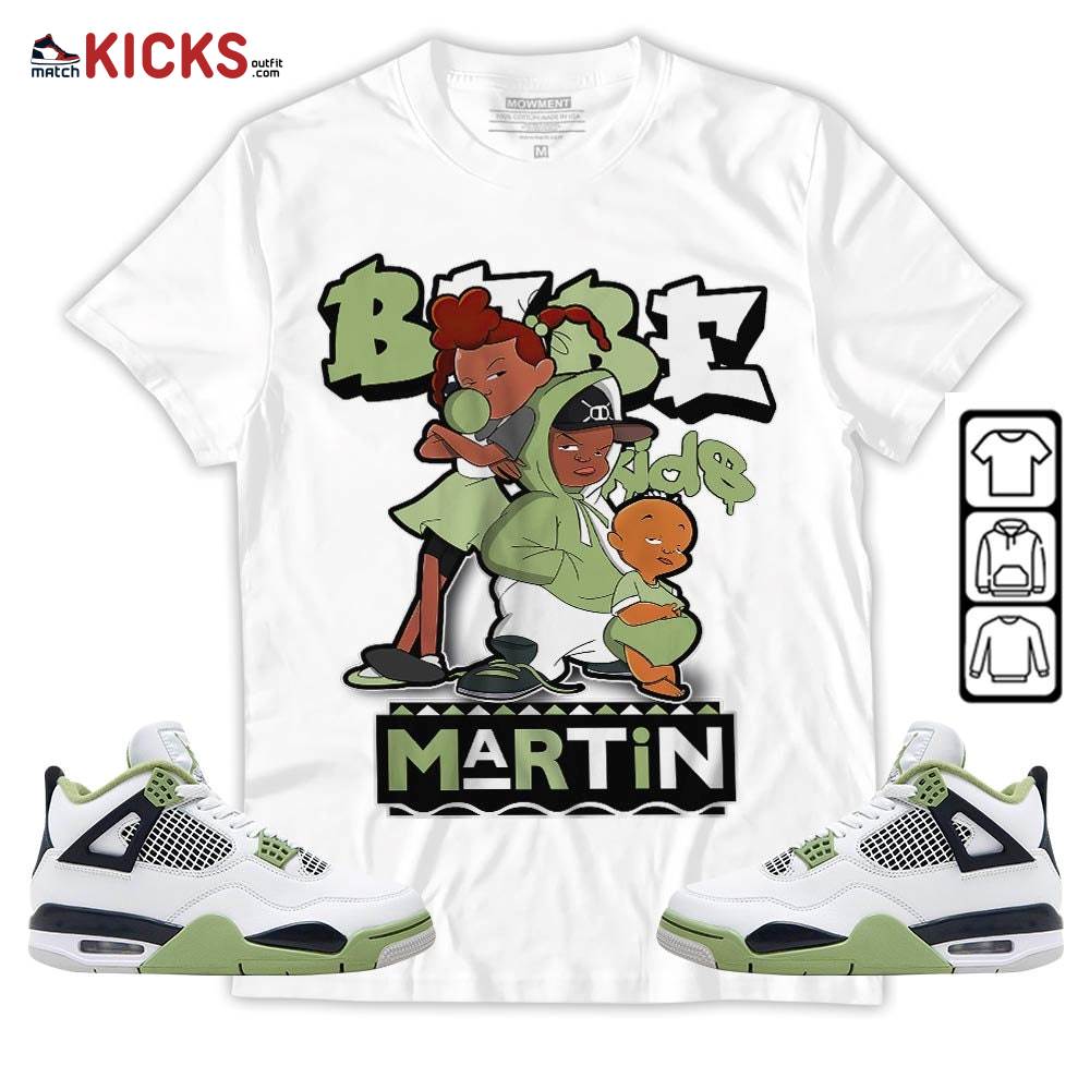 Martin Babe’s Kids 90s Melanin Sneaker Shirt Match Retro Oil Green 4s, Jordan 4 Oil Green MKO T-Shirt