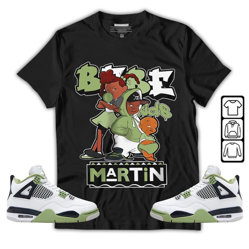 Martin Babes Kids 90s Melanin Sneaker Shirt Match Retro Oil Green 4s, Jordan 4 Oil Green MKO T-Shirt