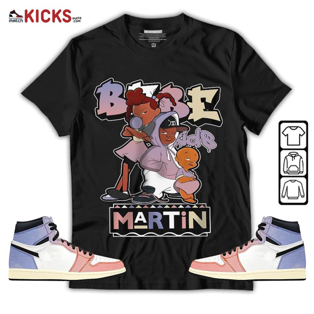 Martin Babe’s Kids 90s Melanin Sneaker Shirt Match Retro Skyline 1s, Jordan 1 High OG Skyline MKO T-Shirt