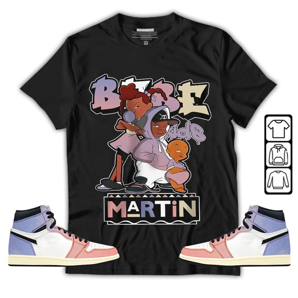 Martin Babes Kids 90s Melanin Sneaker Shirt Match Retro Skyline 1s, Jordan 1 High OG Skyline MKO T-Shirt