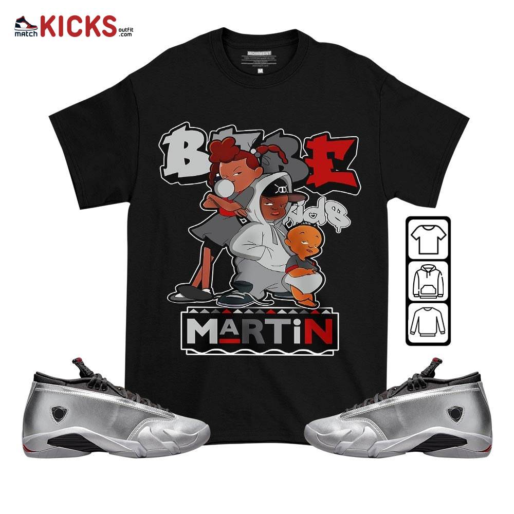 Martin Babe’s Kids 90s Sneaker Shirt Match 14 Low Metallic Silver, Jordan 14 Metallic Silver MKO T-Shirt