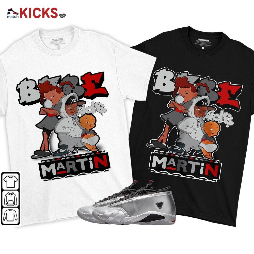 Martin Babe’s Kids 90s Sneaker Shirt Match 14 Low Metallic Silver, Jordan 14 Metallic Silver MKO T-Shirt