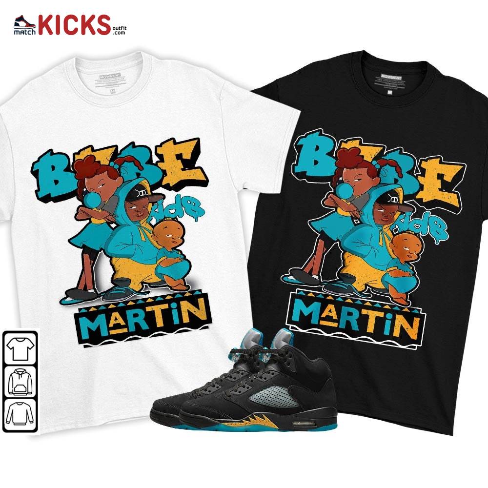 Martin Babe’s Kids 90s Sneaker Shirt Match 2023 Retro Aqua 5s, Jordan 5 Aqua MKO T-Shirt Martin Babe’s Kids 90s Sneaker Shirt Match 2023 Retro Aqua 5s, Jordan 5 Aqua MKO T-Shirt