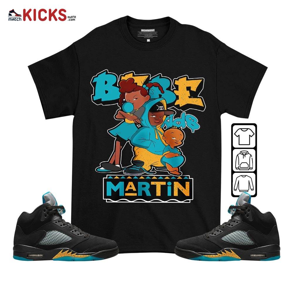 Martin Babe’s Kids 90s Sneaker Shirt Match 2023 Retro Aqua 5s, Jordan 5 Aqua MKO T-Shirt