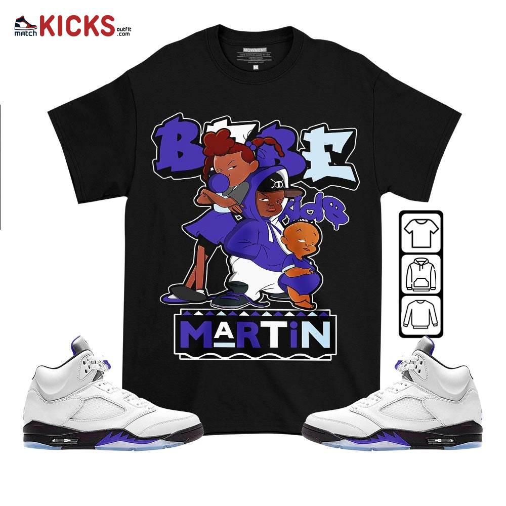 Martin Babe’s Kids 90s Sneaker Shirt Match Dark Concord 5s, Jordan 5 Retro Concord MKO T-Shirt