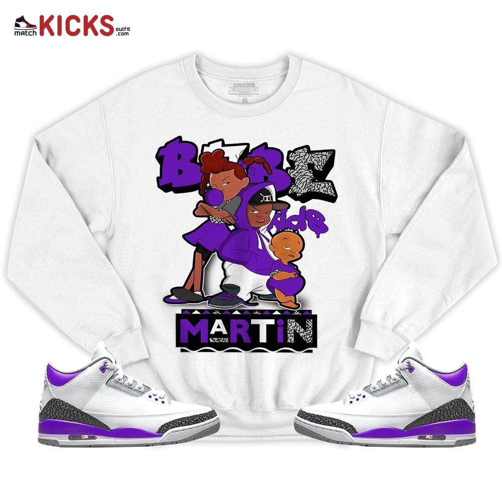 Martin Babe’s Kids 90s Sneaker Shirt Match Dark Iris 3s, Jordan 3 Retro Dark Iris MKO T-Shirt